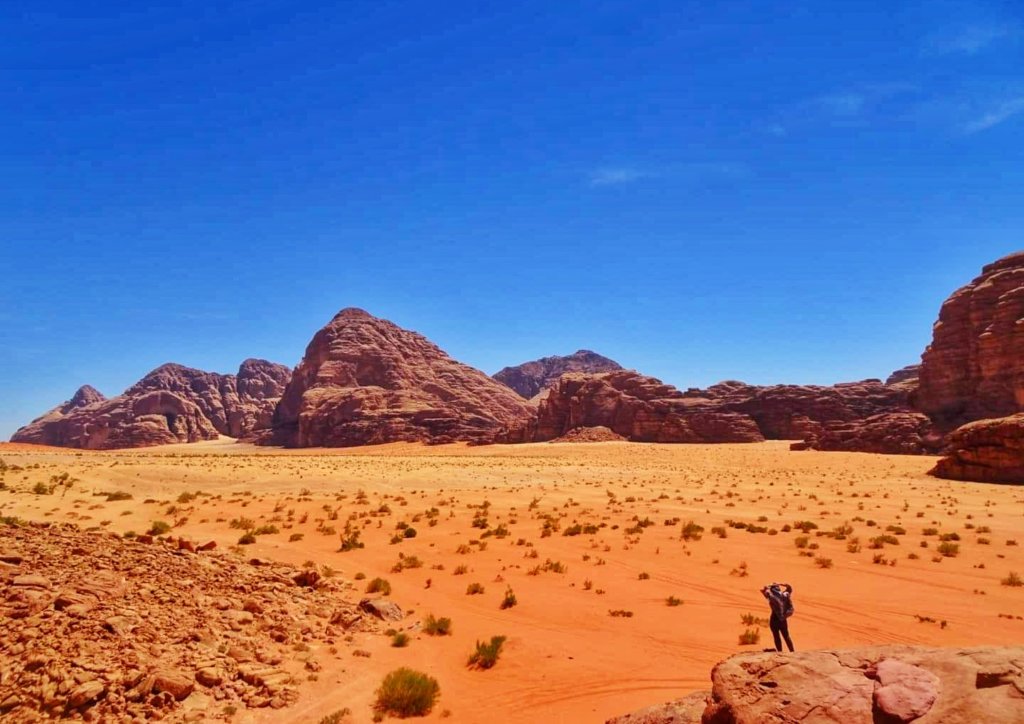 ワディラム：砂漠を眺める男